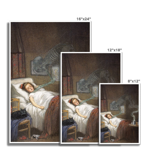 Squelette fantomatique essayant d'étrangler un enfant malade | Richard Tennant Cooper | XXe siècle
