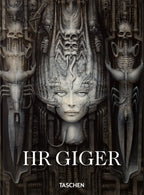 Front cover with a dark biomechanical female face — HR Giger – 45th Edition.