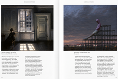 Interior spread pairing a dim interior scene with a moonlit outdoor setting — The Art of the Unknown: A Visual Treasury of the Esoteric, Uncanny and Unexplained.