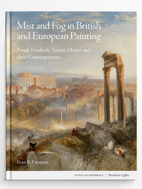 Front cover with a misty classical landscape and ruined columns — Mist and Fog in British and European Painting.