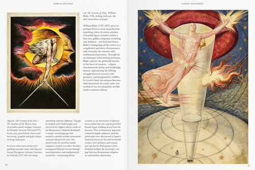 Interior spread with symbolic celestial imagery and a central figure — The Art of the Unknown: A Visual Treasury of the Esoteric, Uncanny and Unexplained.
