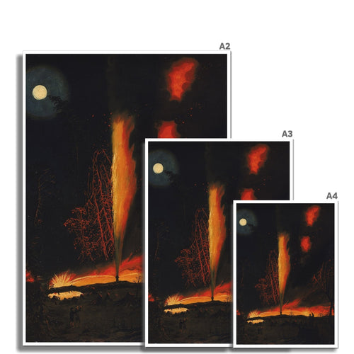 Puits de pétrole en feu la nuit | James Hamilton | 1861