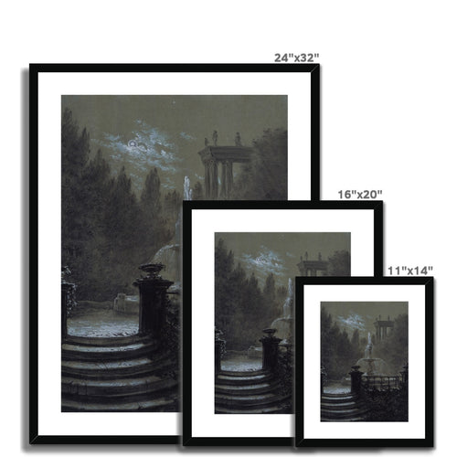 Park mit Springbrunnen im Mondschein | Carl Gustav Carus | 1851