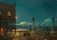 Piazza San Marco by Moonlight, Venice | Giovanni Grubacs | 19th Century