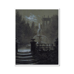 Park mit Springbrunnen im Mondschein | Carl Gustav Carus | 1851