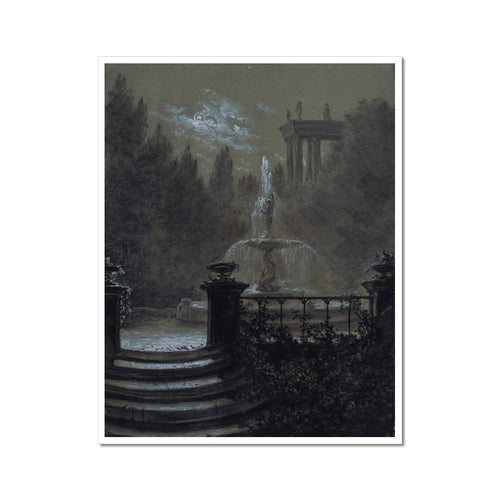 Park mit Springbrunnen im Mondschein | Carl Gustav Carus | 1851