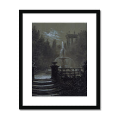 Park mit Springbrunnen im Mondschein | Carl Gustav Carus | 1851