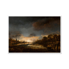 River Landscape at Sunset | Aart van der Neer | 1650