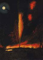 Puits de pétrole en feu la nuit | James Hamilton | 1861