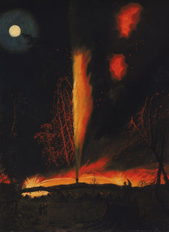 Puits de pétrole en feu la nuit | James Hamilton | 1861
