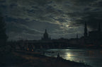 View of Dresden by Moonlight | Johan Christian Dahl | 1839