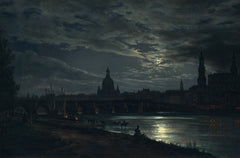 View of Dresden by Moonlight | Johan Christian Dahl | 1839