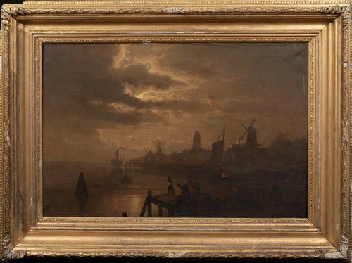 Paysage hollandais au clair de lune de Dordrecht | Félix Kreutzer (1835-1876) | 19e siècle