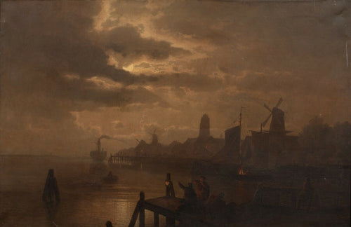 Dutch Dordrecht Moonlit Landscape | Felix Kreutzer | 19th Century
