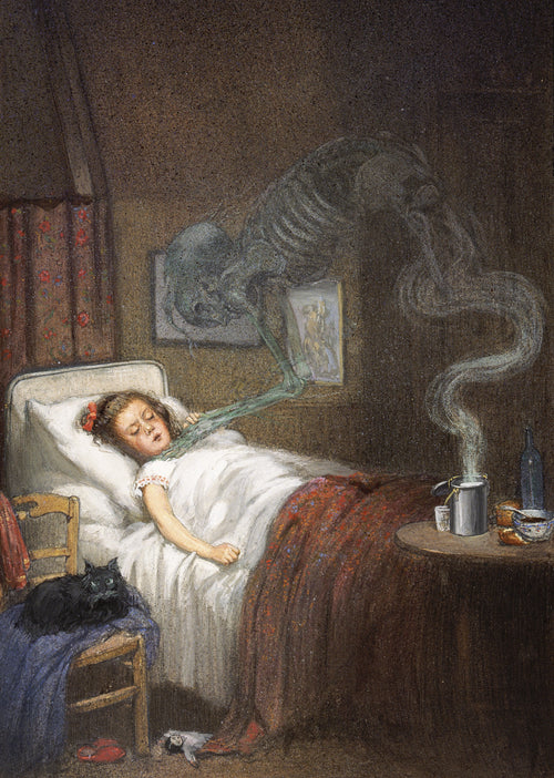 Ghostly Skeleton Trying to Strangle a Sick Child | Richard Tennant Cooper | 20th Century