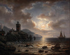 Coast at Night with Lighthouse | Albert de Marees | 1869
