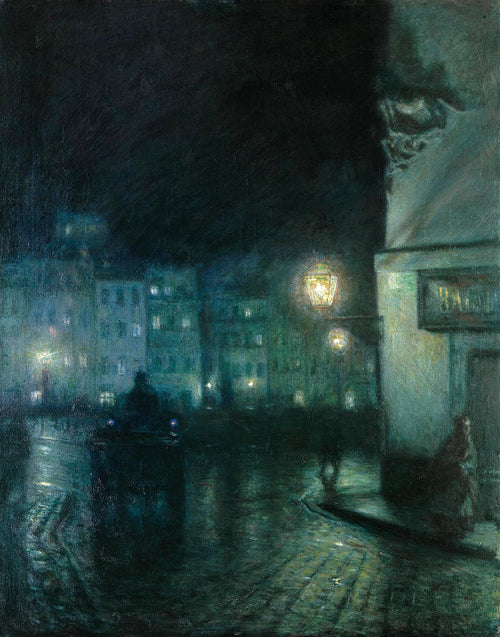 Market Square of Warsaw by Night | Józef Pankiewicz | 1892