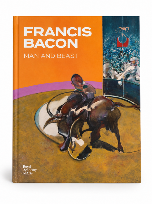 Orange front cover with a distorted figure and animal imagery — Francis Bacon: Man and Beast.
