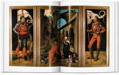 Interior spread featuring a religious triptych — Dürer.