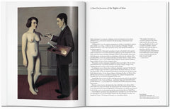 Interior spread with a pale female figure beside a dark-clothed man — Surrealism.