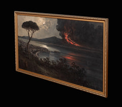 Mount Vesuvius Erupting At Night The Bay Of Naples | Italian School | 19th Century