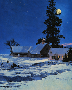 Moonlight Night Winter | Maxfield Parrish | 1942