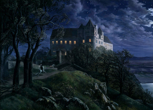 Burg Scharfenberg at Night | Ernst Ferdinand Oehme | 1827