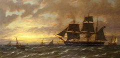 English Ships At Sunset | Richard Henry Nibbs | 19th Century