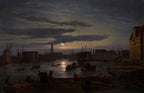 Copenhagen Harbor by Moonlight | Johan Christian Dahl  | 1846